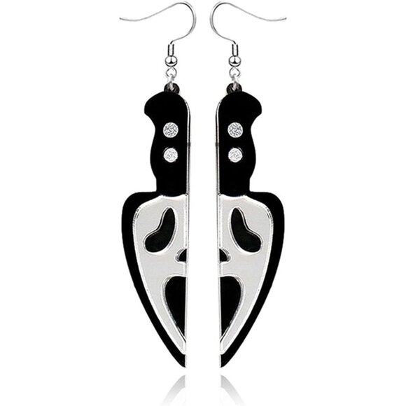 Spooky Ghost Pumpkin Earrings Halloween Cherry Earrings Funny Acrylic Candy Corn - Picture 1 of 5